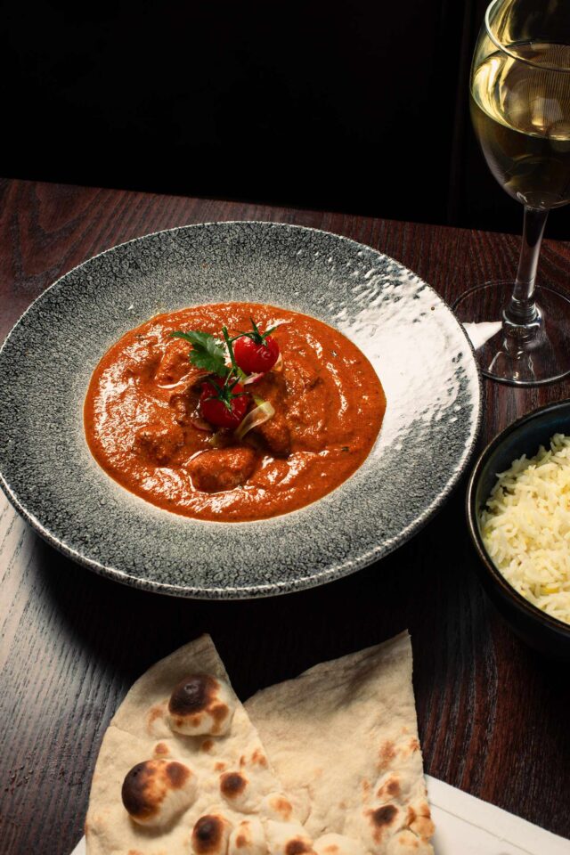 Authentic Chicken Tikka Masala at Zari Restaurant, Crawley’s award-winning Indian.