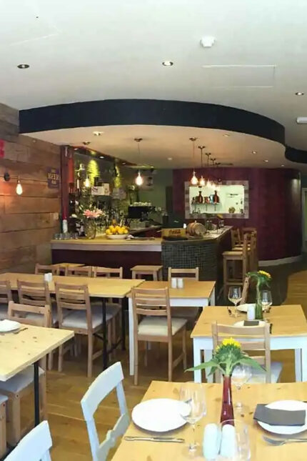 Cozy interior and traditional vegan tapas small plates at Plazo Uno in Burgess Hill.
