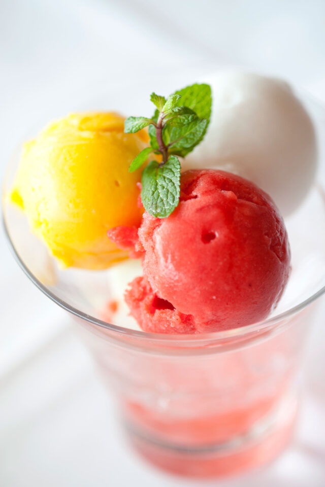 Sweet Faluda ice cream dessert with rose syrup and vermicelli noodles at Zari.