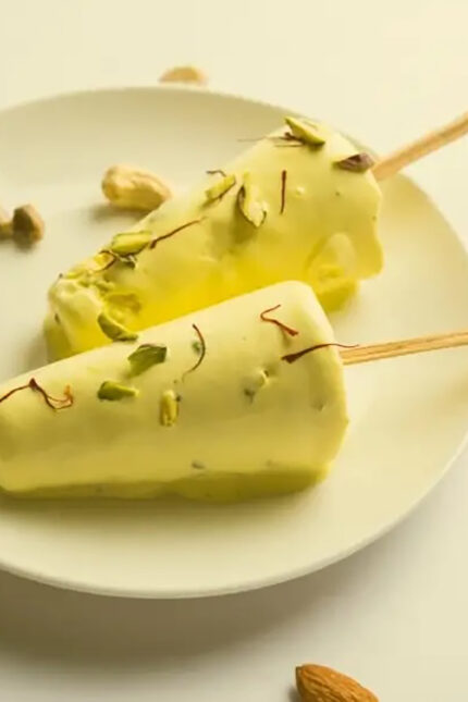 Traditional creamy Indian Kulfi ice cream dessert at Zari Restaurant Crawley.