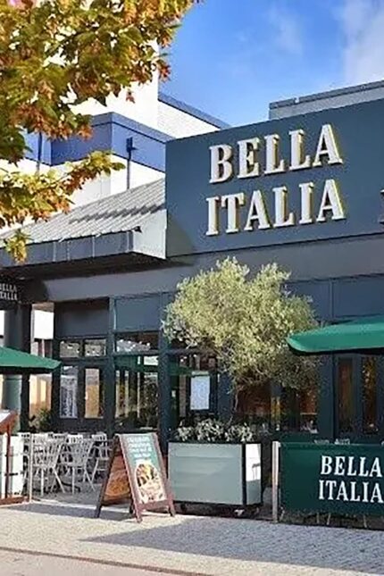 Plant-based vegan pizza and pasta options served at Bella Italia Crawley restaurant.