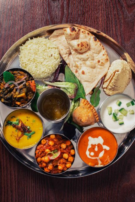 Delicious variety of dishes from the dedicated Indian vegan menu at Zari Restaurant Crawley.